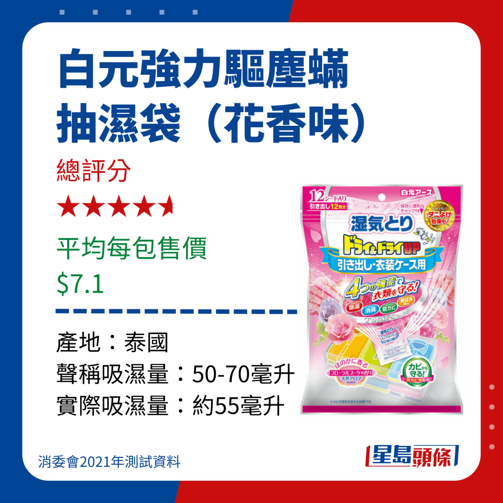 白元强力驱尘螨抽湿袋（花香味）