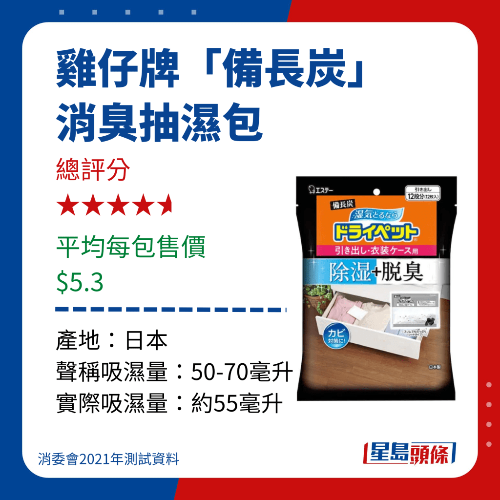鸡仔牌“备长炭”消臭抽湿包-抽屉用
