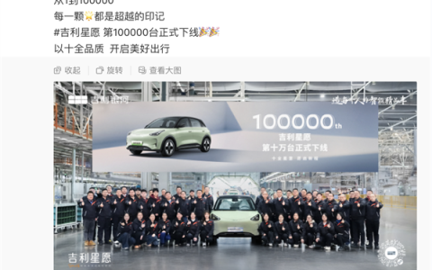 比亚迪海豚最强对手！吉利星愿第100000台正式下线