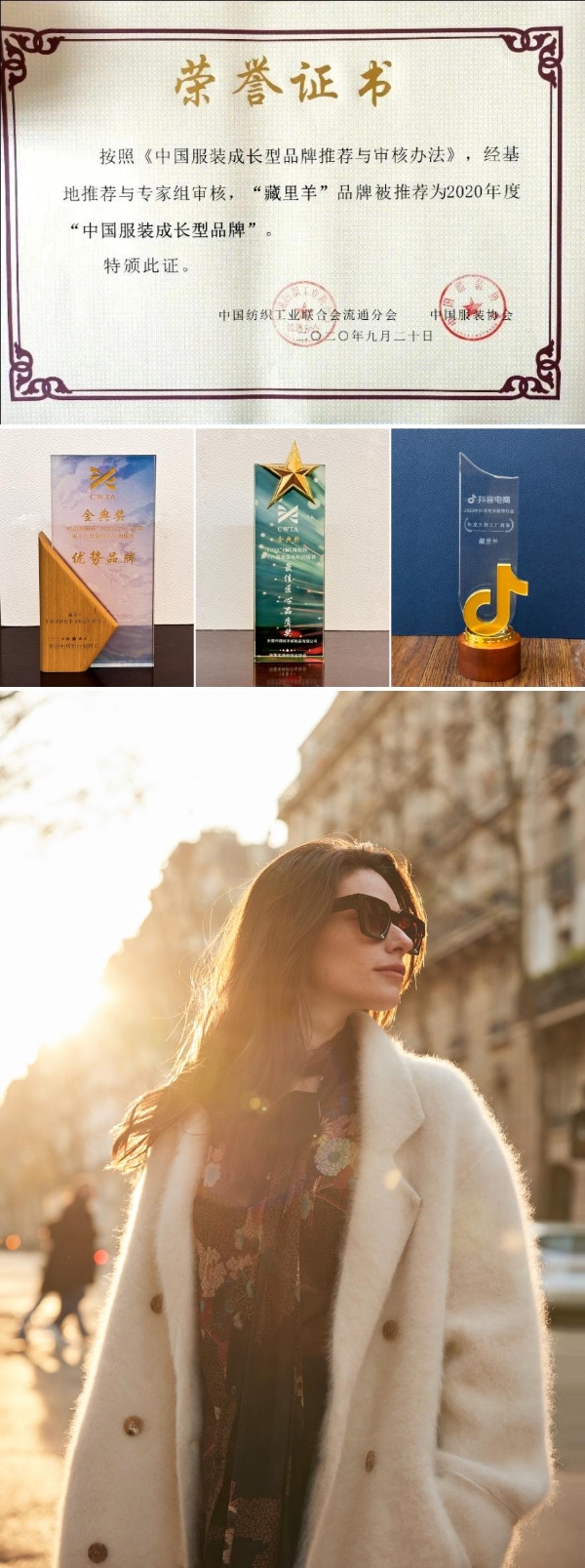  藏里羊高海拔羊绒衫荣获全球两项市场地位证明