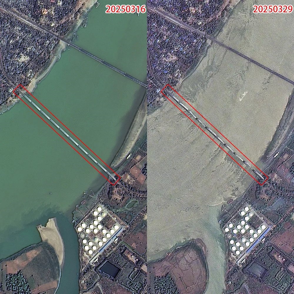 中国14颗卫星助力！缅甸地震前后卫星图对比 像一把巨刀切入地球