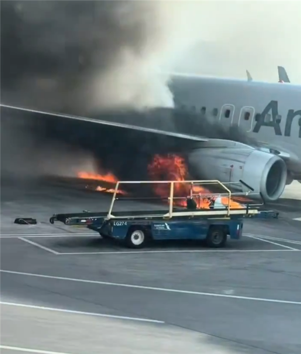 又出事！美国一载有178人波音737客机备降时发动机起火 现场浓烟滚滚