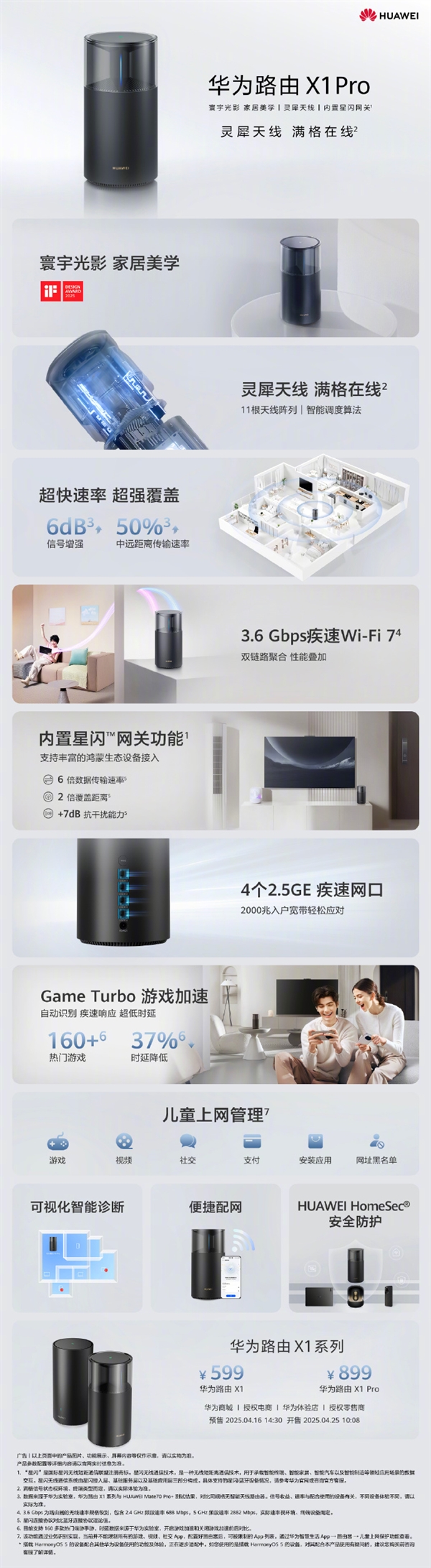 华为最美旗舰路由来了!华为路由X1系列发布:599元起 全2.5GE网口 自研芯片