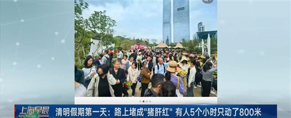 清明路上堵成猪肝红：有人5小时动800米 到处都是车