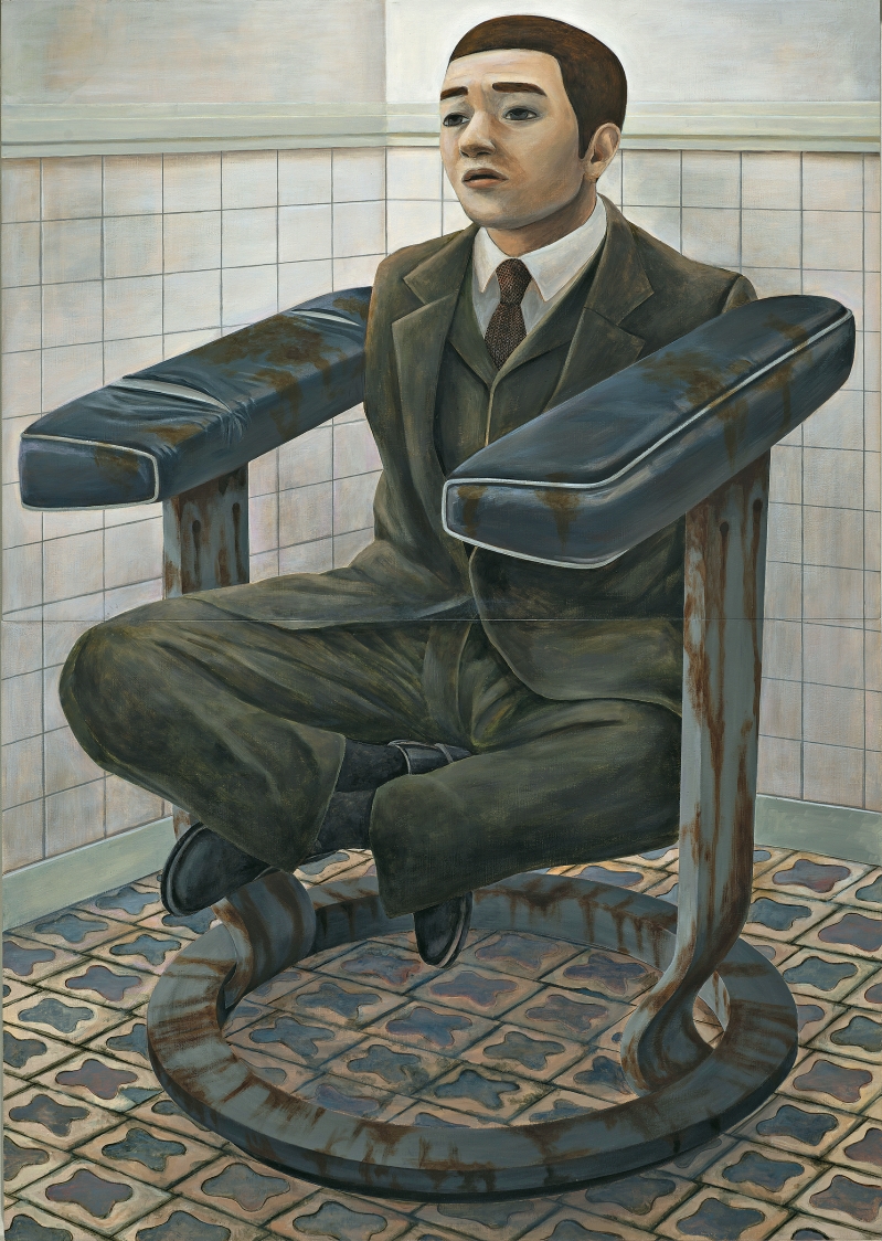 石田彻也《空置大厦内的经理座位》，压克力、 木板（1996年），成交价为7,624,000港元（包佣金）。