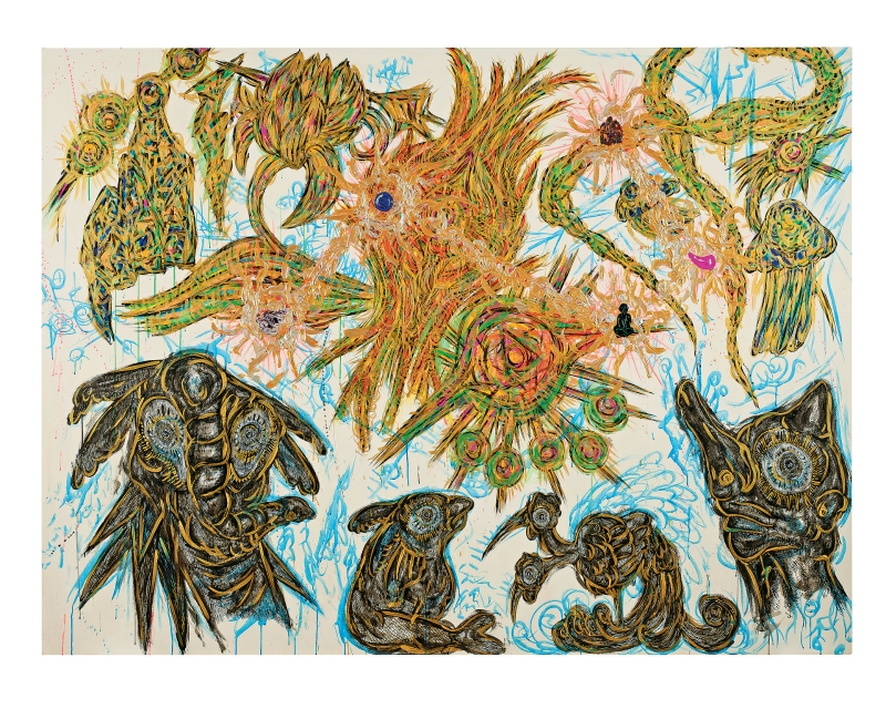 小松美羽《21区域的众多世界交错》（2023年），估价为650,000 – 900,000港元。