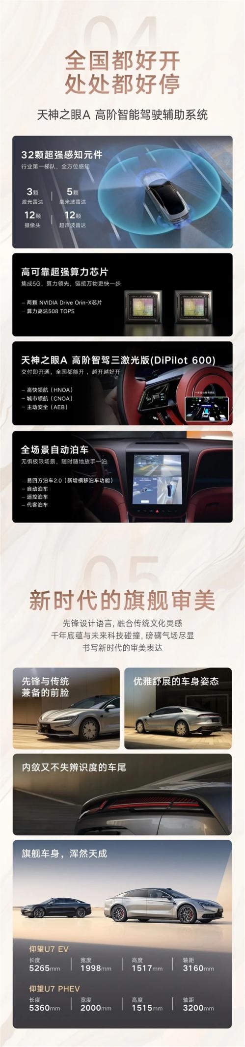 比亚迪最强轿车!仰望U7试驾车大规模到店:四电机带来超1300马力