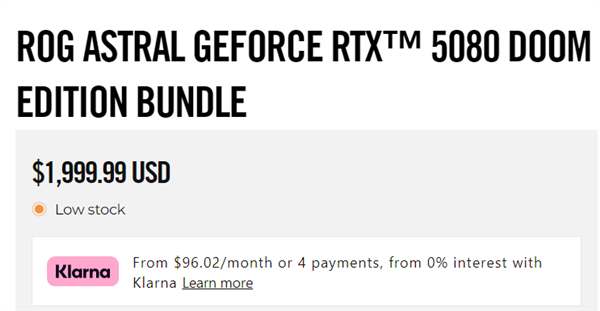 信仰加成!华硕《毁灭战士》联名RTX 5080卖到14400元:限量666件