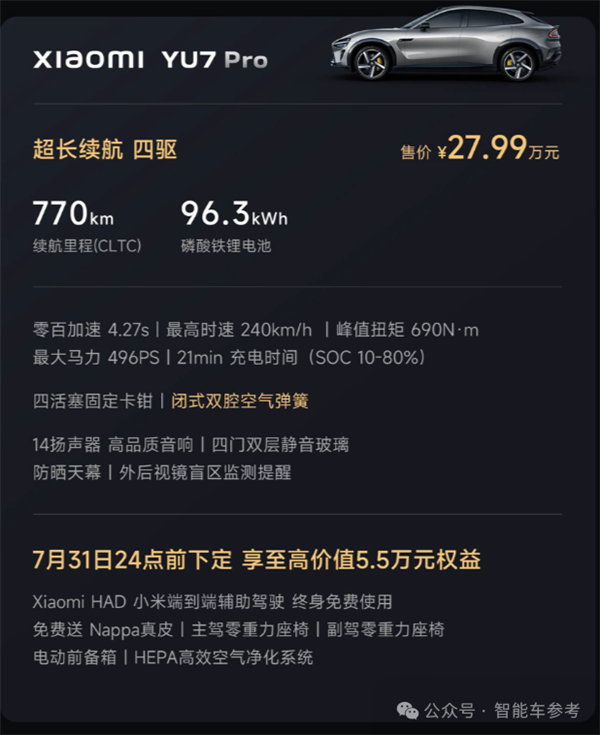 小米YU7上市3分钟爆单20万台！余承东出手：2万补贴智界