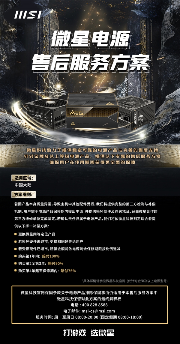 微星电源无比自信:损坏其他配件 我赔!