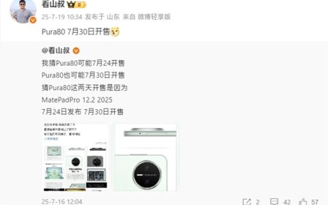 麒麟9系走量旗舰！华为Pura 80标准版将于7月30日开售