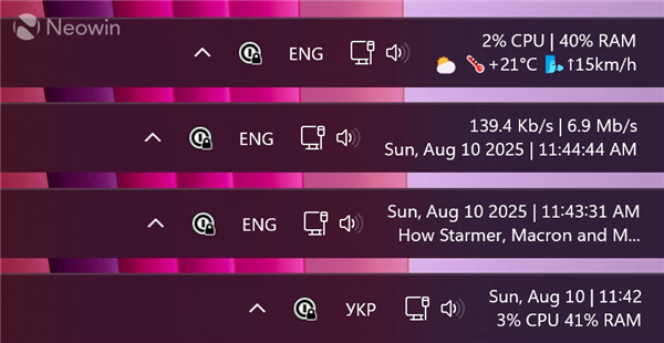 只需一个Windows 11插件：任务栏就能显示CPU、内存、网络使用率等信息