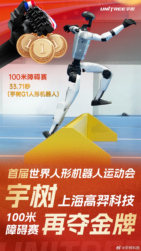 “宇树系”机器人战队包揽100米障碍赛前三：面对障碍“如履平地”