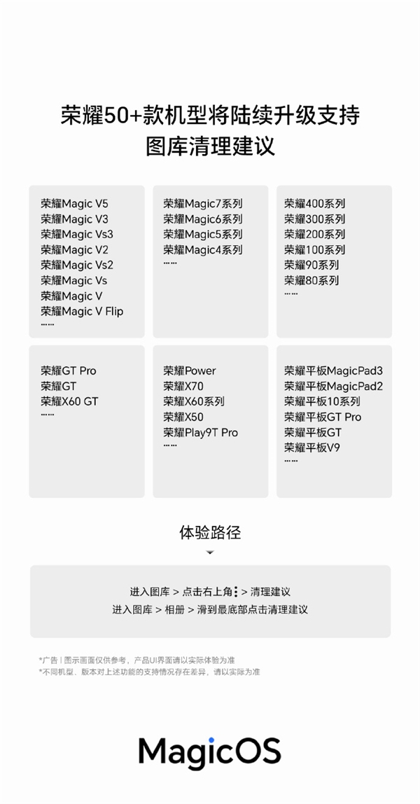 拯救手机存储空间 荣耀宣布超50款新老机型升级支持图库清理建议
