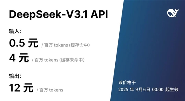 DeepSeek宣布V3.1正式发布:思考效率更高 迈向Agent时代第一步