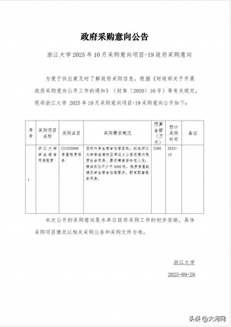 浙大拟用2360万租房当学生宿舍，只给2026级专硕住1年