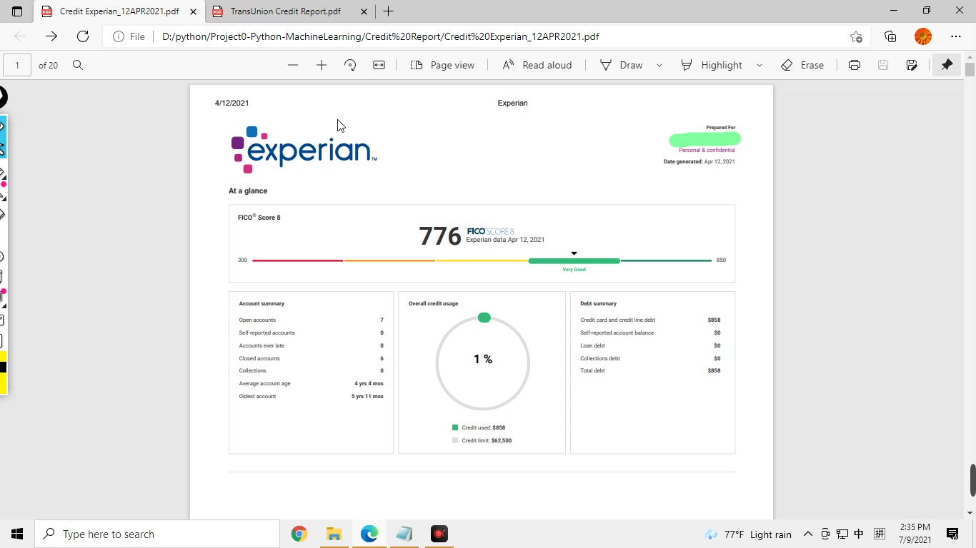 个人征信报告示例