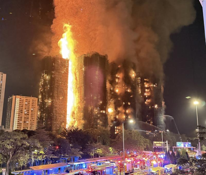 香港大埔火灾现场图片