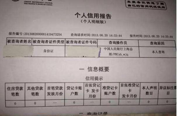 征信报告样本