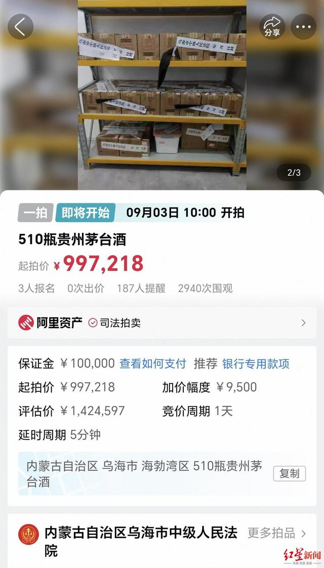 成箱贵州茅台酒拍卖现场图