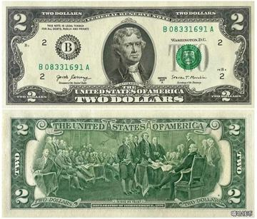 美元2元券实物图