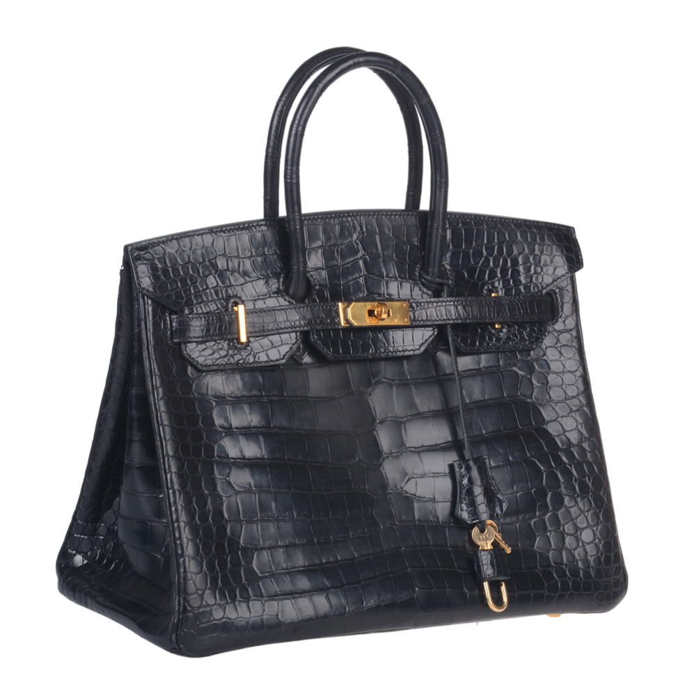 拍卖的爱马仕鳄鱼皮铂金包实物图