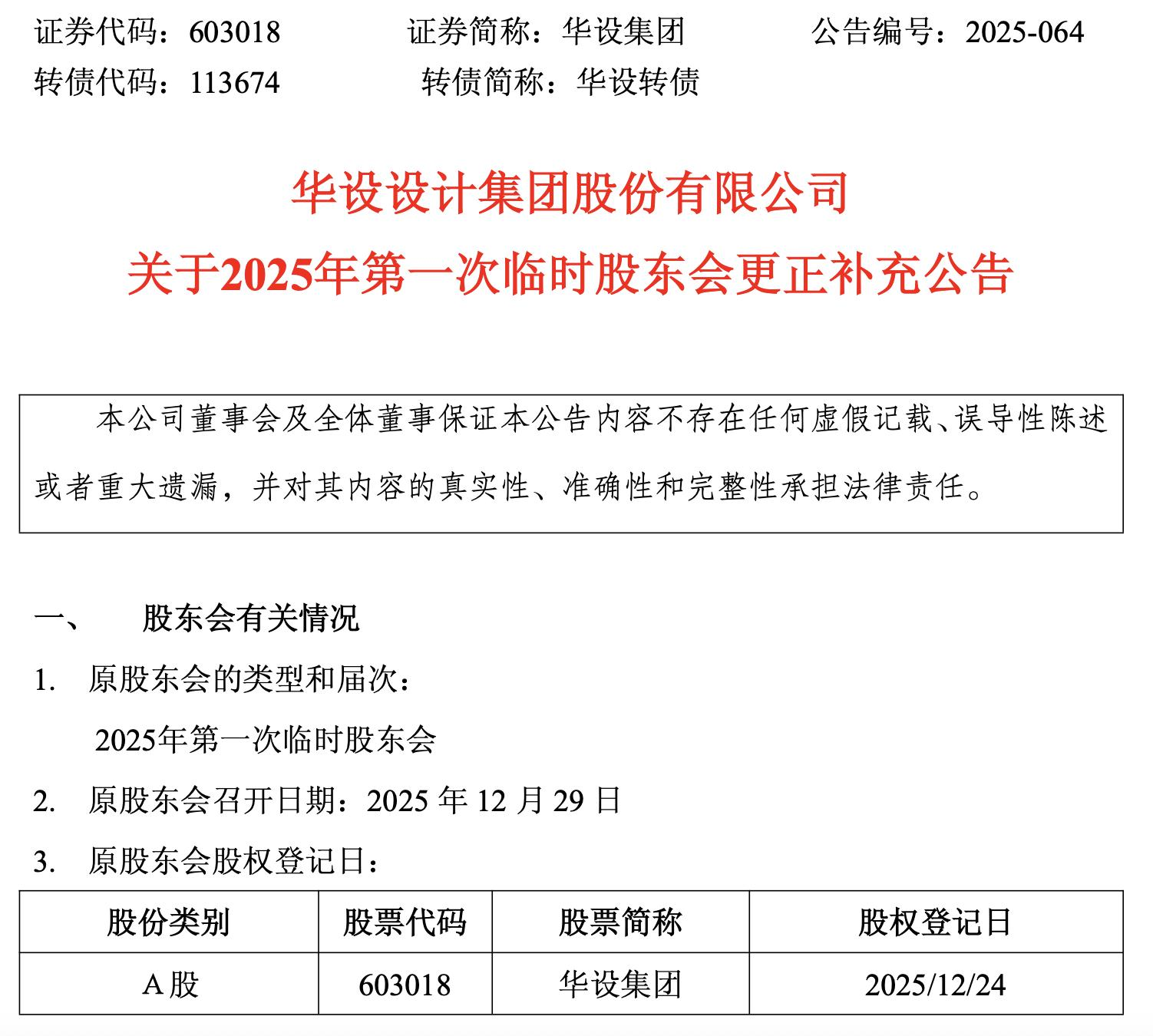 华设集团公告更正截图