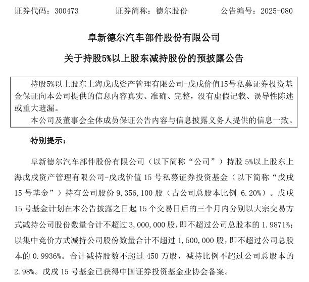 戊戌15号基金减持公告截图