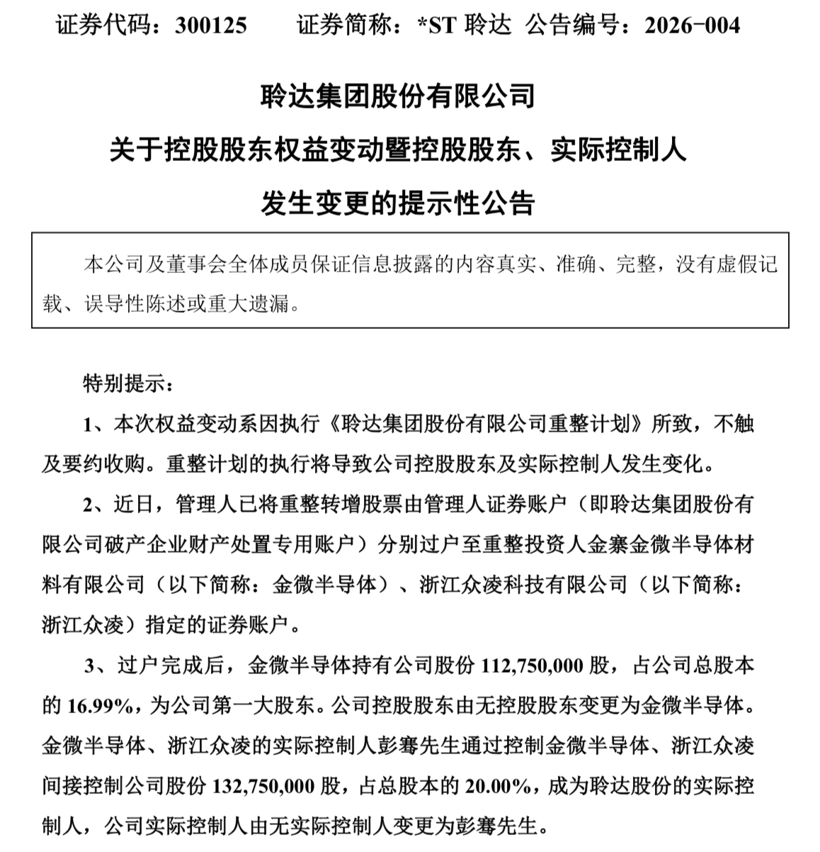 *ST聆达重整终局落定,半导体资本彭骞接盘破局13亿亏损