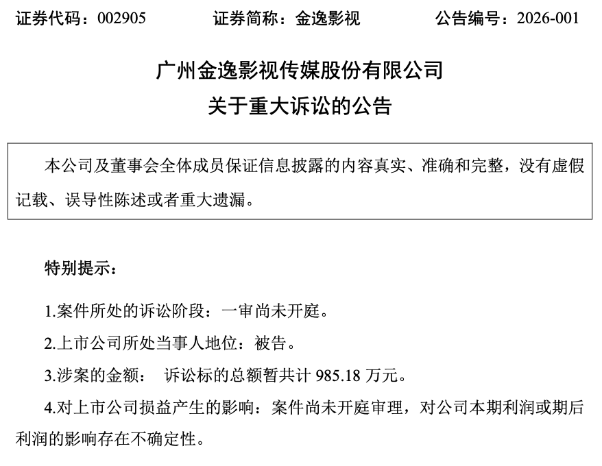 金逸影视再遭宝鹰公司起诉，涉案近千万并被主张工程款优先受偿权
