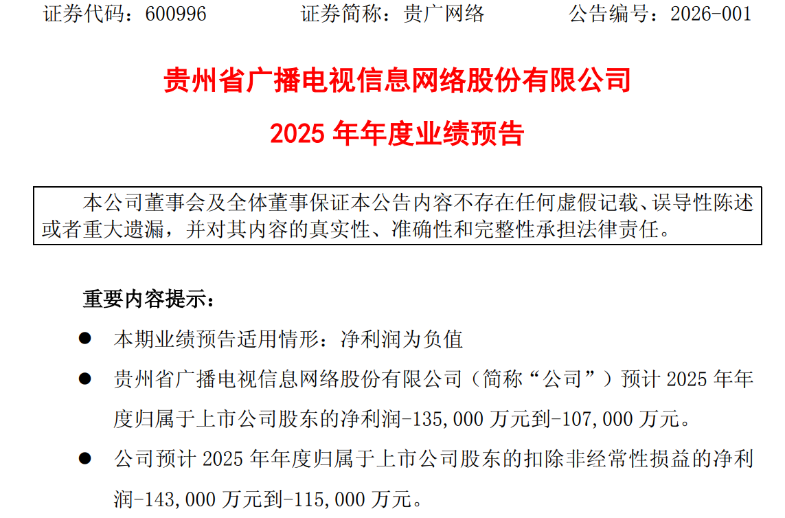 贵广网络6年扣非净利累计或亏51亿元，应收账款与债务压力凸显