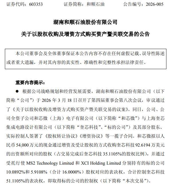 5.4亿控股、821%增值率、三年18亿业绩承诺,上市首亏的和顺石油跨界半导体隐忧重重