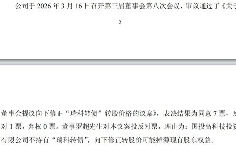 瑞华泰转债下修议案遭二股东反对,业绩亏损下4.3亿兑付压力与股东权益摊薄陷两难